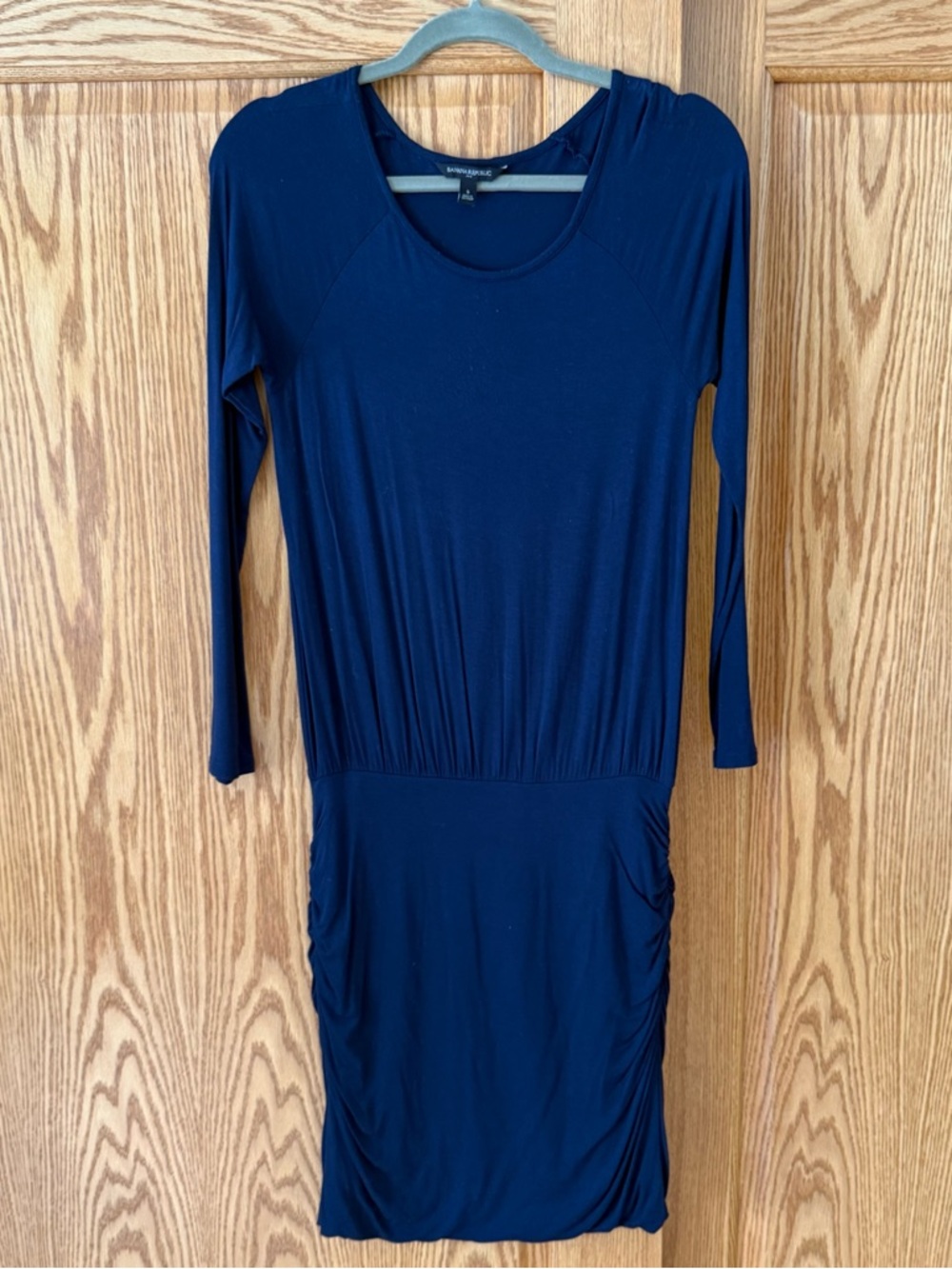 Banana Republic Navy Blue Long-Sleeve Scoop-Neck Dress